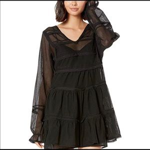 NWT Free People Black Berlin Ruffled Mini Dress